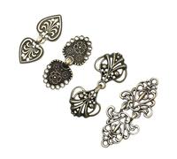 LALADEFIEE 4 Pairs Vintage Cape Clips Set Retro Cloak Fasteners Cheongsam Buckle DIY Button Accessories for Dress Scarf and Cape Antique Finish