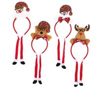 LALADEFIEE 4 pcs Christmas Party Headbands for Women Lightweight Reindeer Antlers Snowman Bear Santa Hair Accessories Comfortable Festive Costume Headdresses for Holiday Photos and Family
