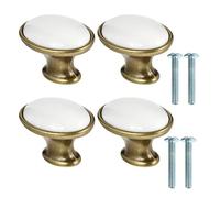 LALADEFIEE 4 Pieces Vintage Oval Zinc Alloy Drawer Knobs and Cupboard Pull Handles for Wardrobes, Shoe Cabinets, and Dressing Tables
