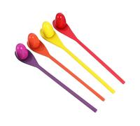 LALADEFIEE 4 Set Wooden Egg Spoon Race Game with Balance Eggs Outdoor Relay for Coordination and Brain Training Fun