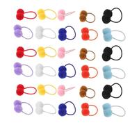 LALADEFIEE 40pcs Elastic Hair Bands with Fuzzy Pompom Balls Soft Wearable Hair Ties for Gentle Hold Colourful and Versatile for Daily Wear