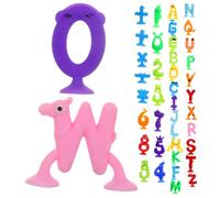 LALADEFIEE 41pcs Alphabet Numbers Suction Cup Toys for Kids Bath Time Educational Spelling Learning Game Baby Sensory Letters Diy Silicone Blocks Set
