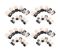 LALADEFIEE 48pcs Christmas Fake Nail Abs Plastic Adhesive Fake Nails Assorted Color Natural Look Easy Application Press for Christmas Dressing Styling