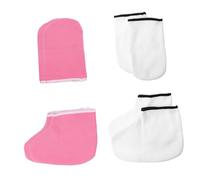 LALADEFIEE 4pairs Hand Mask and Foot Mask Covers for Callus Remover Exfoliating Gloves for Hand Spa and Foot Care Paraffin Wax Bath Gloves