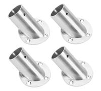 LALADEFIEE 4pcs Angled Closet Rod Support Flanges Elevated Corner Rod Holders Wardrobe Rail Brackets No-drill Installation Flange Bases for Clothes Rail Cupboard Drying Clothes
