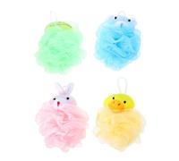LALADEFIEE 4Pcs Animal Cartoon Bath Sponges Set for - Bath Scrubbers with Duck, Rabbit, Frog, Bear - Soft Shower Loofah Sponges for Gentle Bathing and Travel Use
