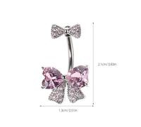 LALADEFIEE 4pcs Belly Button Rings with Bow Charms - Rhinestones Dangle Navel Piercing Jewelry - Stainless Steel Barbell with Butterfly for Women Belly Decoration