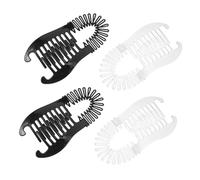 LALADEFIEE 4pcs Black and White Banana Hair Clips for Women Flexible Two-sided Hair Combs Small and Large Suitable for Ponytail Styling and