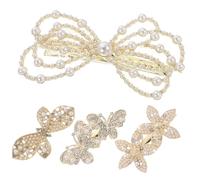 LALADEFIEE 4pcs Butterfly Flower Hair Clips for Shiny Pearl Hair Barrettes Elegant Metal Hairpins Stylish Accessories for Weddings Parties and Daily Wear