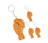 LALADEFIEE 4pcs Creative Artificial Food Keychain Set Fried Chicken Leg Wing Keyrings for Car Keys and Bags Fun Souvenir for Occasion