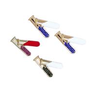 LALADEFIEE 4Pcs Creative Scientist Beaker Brooch with Rhinestones Metal Alloy Chemistry Experiment Lapel Pins for Jackets Bags Hats Science Badge Clips for Women Random Color