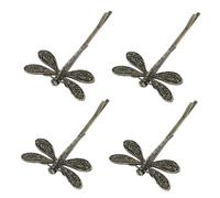 LALADEFIEE 4pcs Decorative Dragonfly Hair Clips Rhinestones Vintage Metal Hair Accessories for Women Charming and Elegant for Special Occasions
