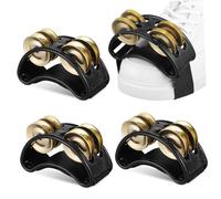 LALADEFIEE 4pcs Double Row Foot Tambourine Metal Jingle Bells for Adults Boys and Girls Musical Instrument Enhanced Playability for Concerts and Parties
