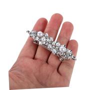 LALADEFIEE 4pcs Elegant Rhinestone and Simulation Pearl Hair Clips for Women Bridal French Barrettes with Sparkling Design Lightweight Comfortable Spring Snap Hair Jewelry for Wedding Party