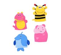 LALADEFIEE 4pcs Exfoliating Bath Gloves with Cartoon Animal Shapes Elephant Bee Hippo Gentle Body Scrubber for Soft Skin Rich Bubble Bathing Accessories