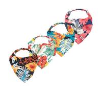 LALADEFIEE 4pcs Floral Elastic Hair Bandanas for Women Triangle Head Scarves in Black White Blue Green Stretchy Boho Style Hairbands for Teens and Adults Vintage-inspired Floral Kerchiefs for