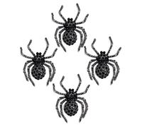 LALADEFIEE 4pcs Halloween Retro Spider Brooch Pin Set, Black Rhinestone Decorative Brooches for Women Men, Vintage Spider Badge Pins for Clothing Sweaters and Jackets