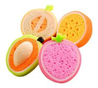 LALADEFIEE 4pcs Kids Bath Sponges Fruit Shaped Soft Bathing Accessories Lovely Kids Bath Tool Suitable for Baby and Children Home Bathroom Use Random Style