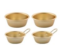LALADEFIEE 4pcs Korean Style Rice Wine Bowls Aluminium with Handle, Golden