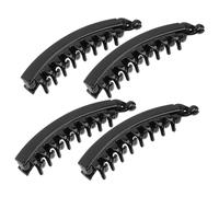 LALADEFIEE 4pcs Large Black Banana Hair Clips Strong Tension Toothed Ponytail Holders Material Hair Claw Clamps for Thick and Fine Updo Styling