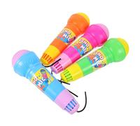 LALADEFIEE 4pcs Lightweight Echo Microphone for Kids Plastic Karaoke Model Safe Educational Toy Party Prop 19cm Mixed Colours Comfortable Grip