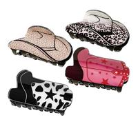 LALADEFIEE 4pcs Medium Claw Hair Clips for Thick Hair Western Style Star and Leopard Patterns for Everyday Use