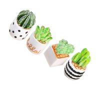 LALADEFIEE 4pcs Mini Resin Cactus Plants Set for Dollhouse, Unique Creative Artificial Succulent Decor, for Desktop and Cabinet Shelf Decoration to Create Cozy Ambiance
