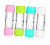 LALADEFIEE 4PCS Mini Travel Rgp Hard Lens Case Protective Transparent Container for Cosmetic and Rgp Lenses Portable Leak-Resistant Storage Box in Pink White Blue Green