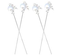 LALADEFIEE 4pcs Moon Hairpin Vintage Style Decorative Hair Sticks Chinese for Long Hair Updos Romantic Pins for Wedding