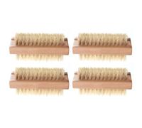 LALADEFIEE 4pcs Natural Wood and Bristle Nail Cleaning Brushes with Non-slip Handles for Hand and Feet Use, Double-sided Design for Bathroom and Nail Art, Easy Dirt Removal
