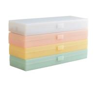 LALADEFIEE 4pcs Plastic Pen Storage Case with Translucent Frosted Design for Students and Office Workers, Organizing Stationery with Sl dges, Large Capacity Pencil Box Suitable