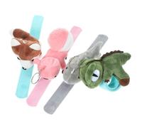 LALADEFIEE 4pcs Plush Animal Slap Bracelets Boys and Girls Cartoon Patting Wrist Bands Party Favor Toys Set Dinosaur Shark Squirrel Husky Colors