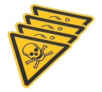 LALADEFIEE 4pcs Poisoning Warning Sign Stickers for Workshop and Factory Use, Yellow Adhesive Pvc Labels with Easy Application and Accident Prevention Features