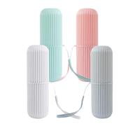 LALADEFIEE 4pcs Portable Toothbrush Storage Tube Toothpaste Case for Travel Hotel Use Keeping Dental Equipment Organized