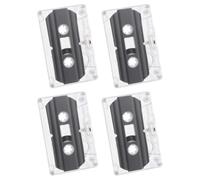 LALADEFIEE 4pcs Recordable Blank Cassette Tapes 30 Minutes Audio Black Plastic Retro Vintage Style with Stable Recording for DIY