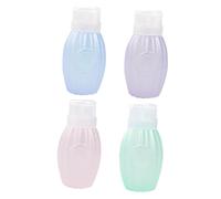 LALADEFIEE 4Pcs Refillable Nail Polish Remover Pump Bottles Plastic Empty Dispensers for Alcohol Makeup Liquid Storage with Purple Green Blue Pink