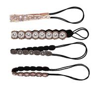 LALADEFIEE 4Pcs Rhinestone Beaded Elastic Headbands for Women Elegant Hair Wraps and Gunmetal for Parties Dances and Everyday Use Comfortable Hair Types