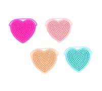 LALADEFIEE 4pcs Silicone Handheld Facial Cleansing Brush Set Dual-Sided Massage, Head Wash Brush, Suitable for Women Home Use, Pink Purple Rose Red and Skin Tone Colors
