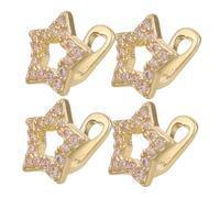 LALADEFIEE 4pcs Sparkly Rhinestone Star Mouth Grill Caps for Men Women Golden Hollow Star Tooth Jewelry Comfortable Teeth Ornaments Hip Hop Rapper Costume Accessories