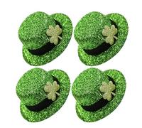 LALADEFIEE 4pcs St Patricks Day Mini Top Hats Leprechaun Hair Clips Shamrock Cosplay Costume Accessories for Party Masquerade
