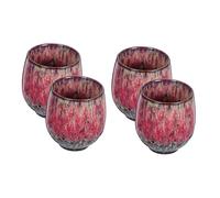 LALADEFIEE 4pcs Traditional Porcelain Tea Cup Set Chinese Japanese Kung Fu Teacups Ergonomic Grip Heat Resistant Stain-Resistant Glazed Porcelain Cups for Daily Tea Coffee Matcha Use