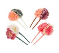 LALADEFIEE 4pcs U Shaped Bridal Flower Hair Pins Dry Rose Vintage Hair Stick Clips Traditional Updo Bun Holder Women Bridesmaids Wedding Party Accessories