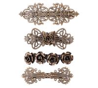 LALADEFIEE 4Pcs Vintage European Style Hair Clips Copper Hair Barrettes Floral and Elegant Patterns Spring-Loaded Retro Accessories for Women