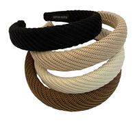 LALADEFIEE 4pcs Wide Fabric Headbands for Women Soft Padded Hair Bands Comfortable Skin Friendly Lightweight Headdresses for Parties Photos Everyday Styling