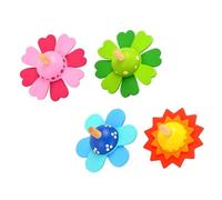 LALADEFIEE 4pcs Wooden Flower Shape Gyro for Creative Hand Eye Coordination Rotating Stress Relief Safe Non-toxic Material Fun Educational Gift for Boys