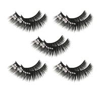 LALADEFIEE 5 Pairs Synthetic Fiber False Eyelashes with Diamonds for Thicker, Fuller, Longer Look, for Club and Daily Life, Black Stage Lashes for Dramatic Effect