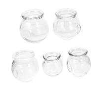 LALADEFIEE 5 Pcs Glass Cupping Therapy Thickened Cups for Chinese Fire Massage Strong Suction for Full Body and Facial Use Skin-Friendly Eco Material Easy to Clean and Use