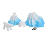 LALADEFIEE 5 Pcs Mini Igloo Ornament Set Arctic Bear and Penguin Figurines, Micro Landscape Decor for Dollhouse and Winter Themed Crafts, Realistic Iceberg and Polar Animal Models