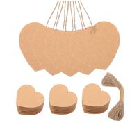 LALADEFIEE 500pcs Heart Shaped Kraft Paper Tags with Sturdy String for Wrapping DIY Crafts Wedding Party Favors Decorations Blank Labels for Personalization