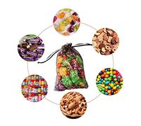 LALADEFIEE 50Pcs Halloween Spider Web Organza Drawstring Bags Candy Bundle Pockets for Party Favors Trick Treat Family Gatherings Reusable Mesh Gift Bags